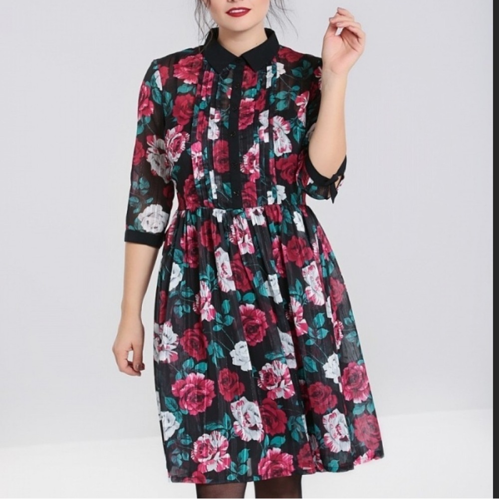 Hell Bunny Bed Of Roses Dress Black